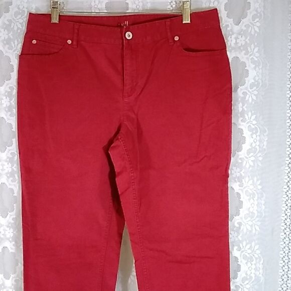 J.jill Authentic Fit Slim Strech Rare Color Red Women's Pants Size 12 Vintage - Picture 3 of 13